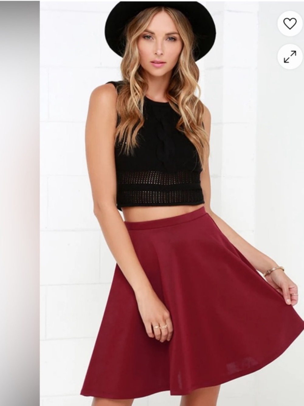 PACSUN LA HEARTS Burgundy Pull On Mini Skater Skirt XS Extra Small NWOT